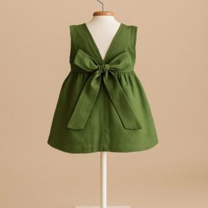 Vestido Infantil Laço Verde Natal