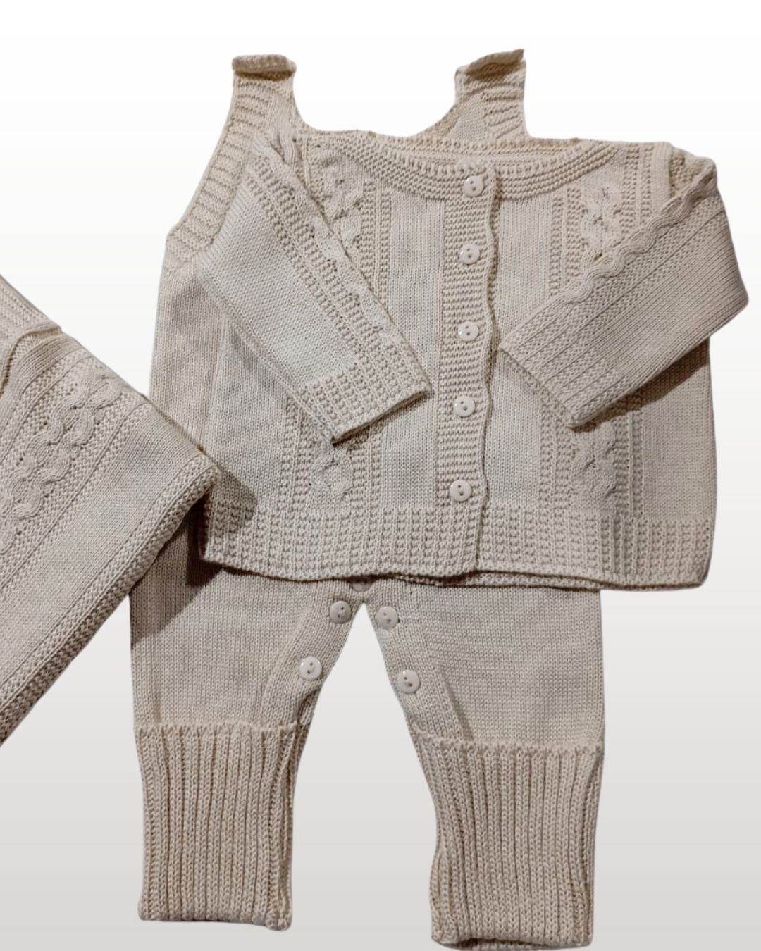 Saída Maternidade Tricô Areia