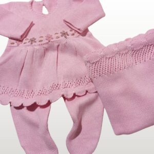 Saída de Maternidade Tricô Rosa
