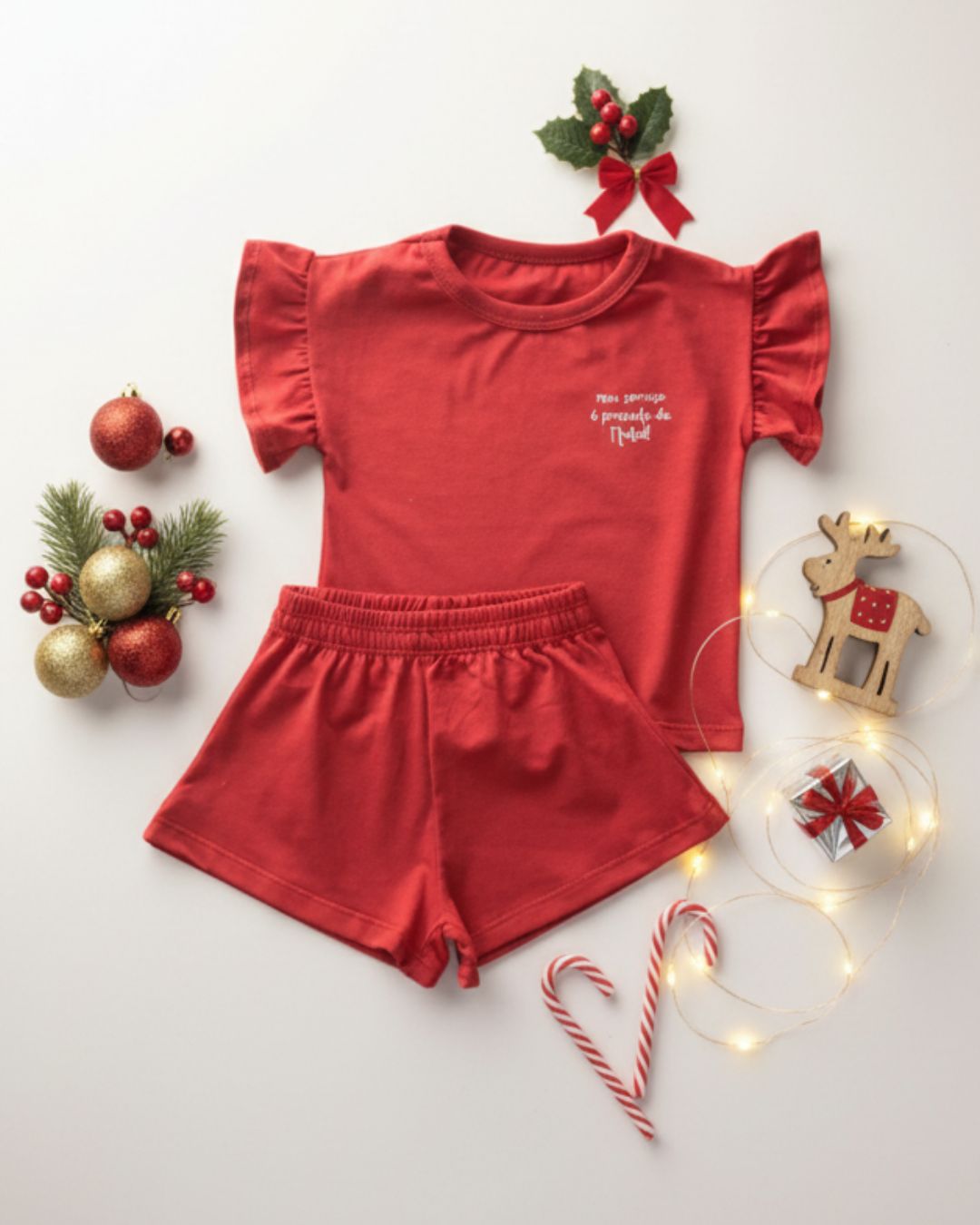 Conjunto Infantil Menina Natal Vermelho