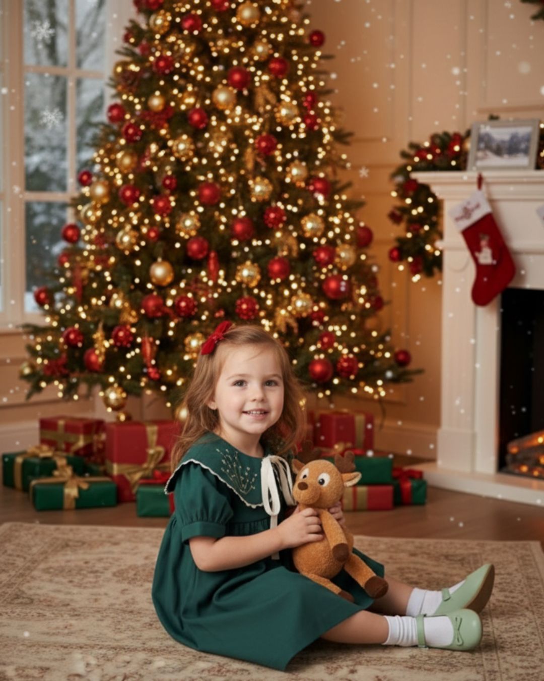 Vestido Infantil Lívia Natal Verde