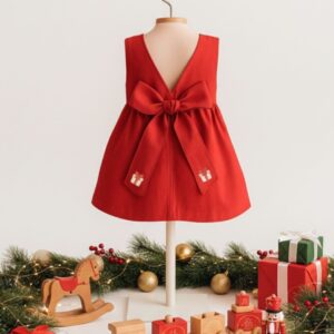 Vestido Infantil Laço Vermelho Natal